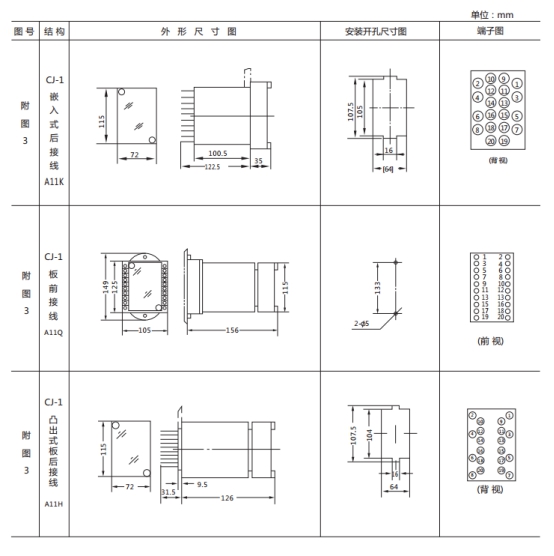 JL8-22集成電路電流繼電器繼電器外形尺寸及開(kāi)孔尺寸